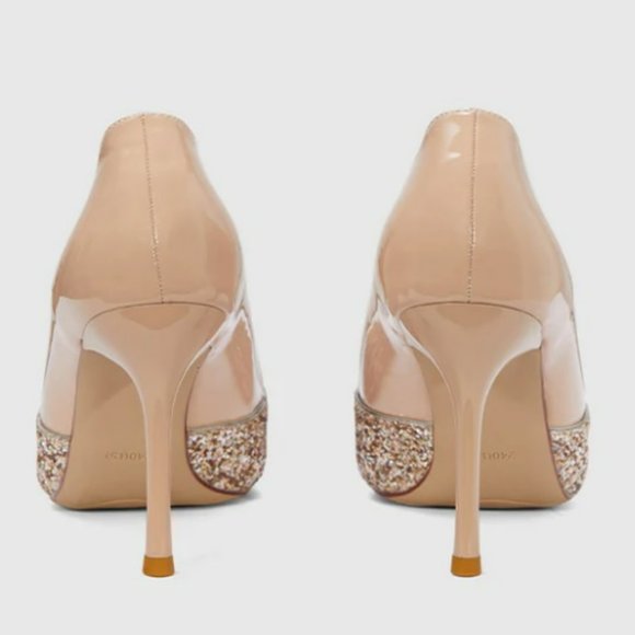 STILETTO POINTED HIGH-HEELED PUMPS APRICOT ROSE & REMY - Picture 5 of 5